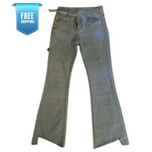 Belt Asymmetric Grey washed Boot Cut Womens Jean - Small / Medium